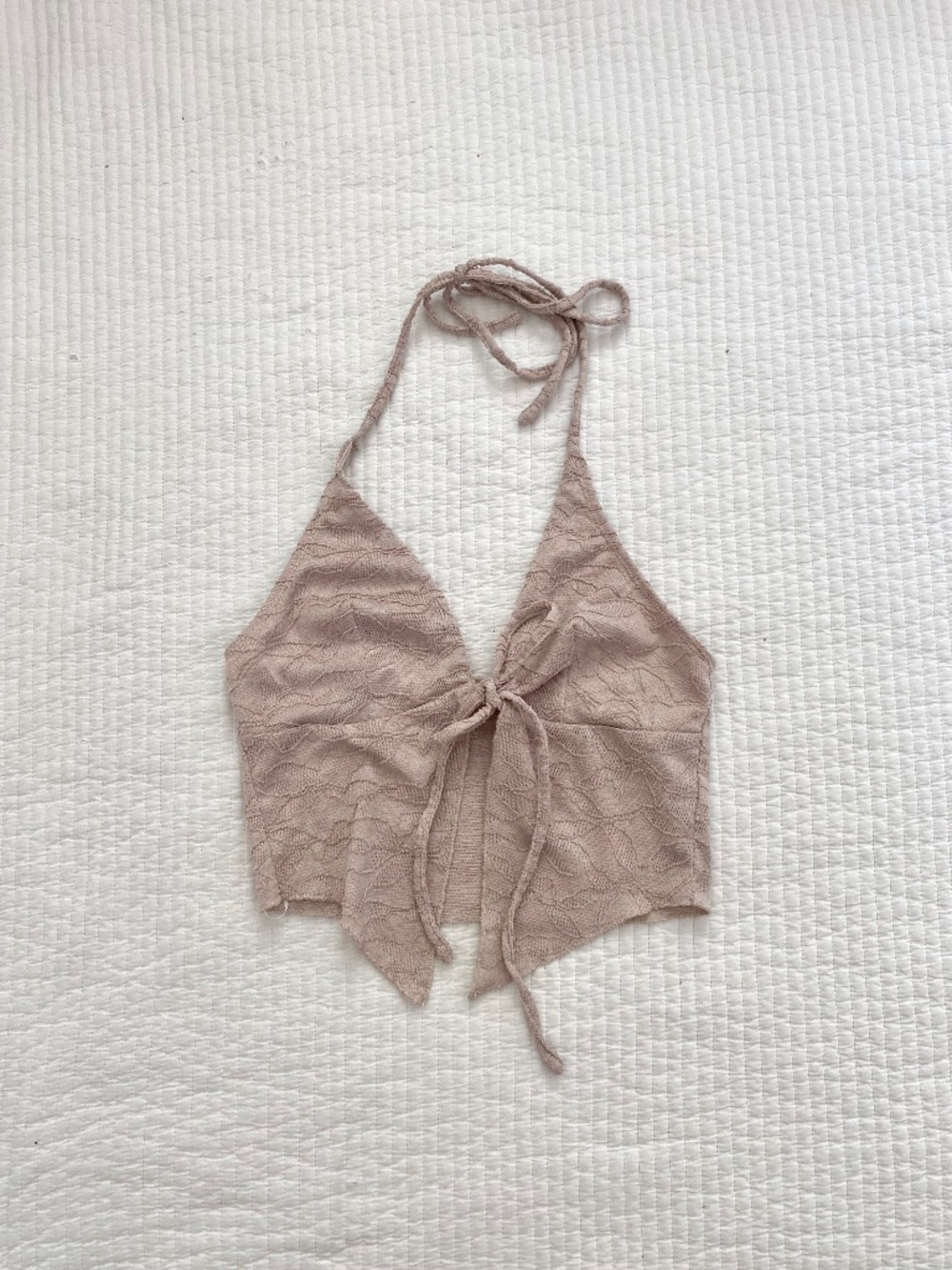 Beige halter lace tank top